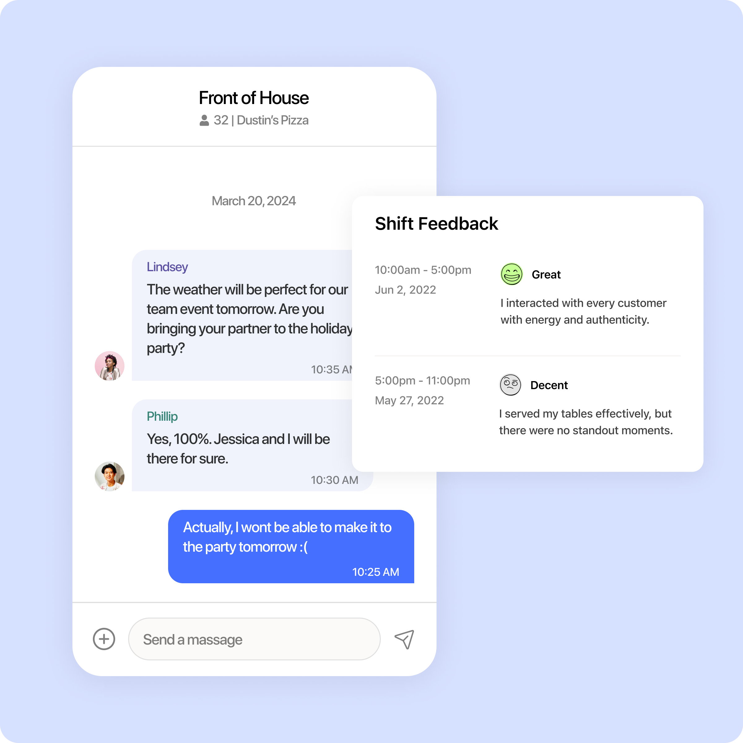 Cut calls, texts, and emails by 50% using 7shifts' team communication tools